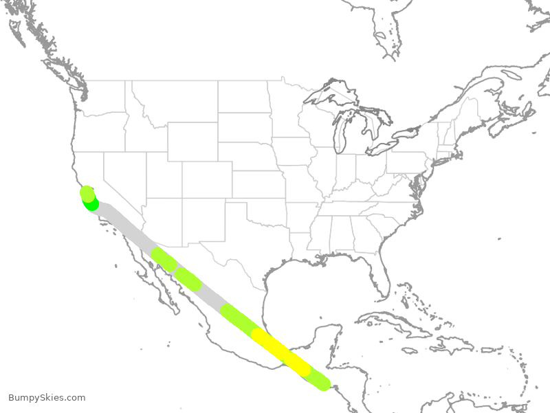 Turbulence forecast map for TAI558, SAL to SFO