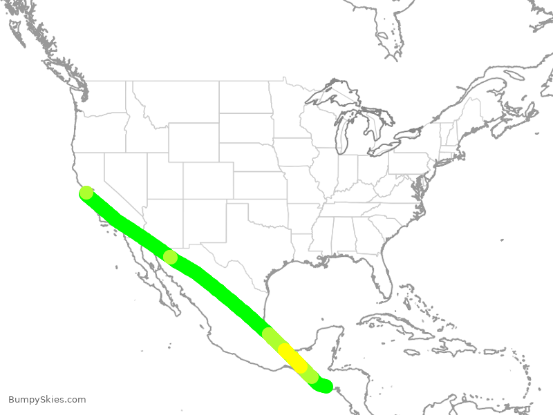 Turbulence forecast map for TAI559, SFO to SAL