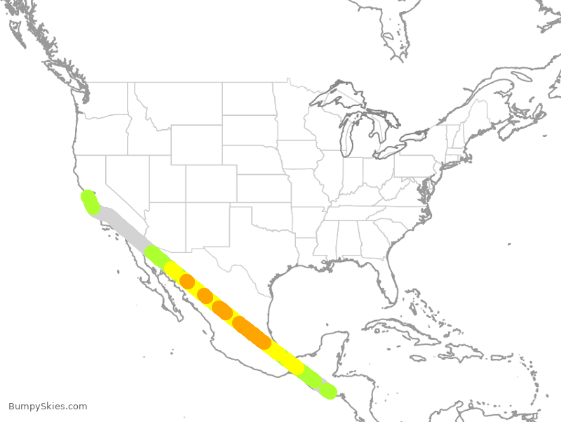Turbulence forecast map for TAI560, SAL to SFO