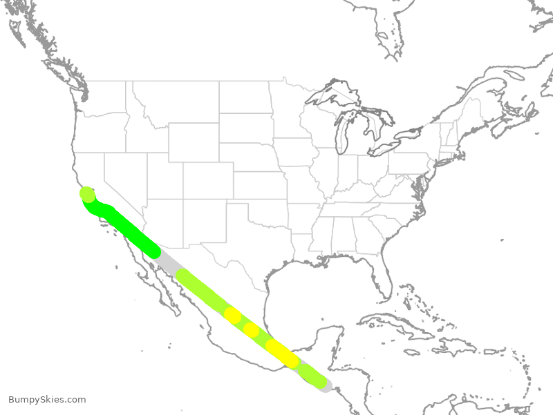 Turbulence forecast map for TAI562, SAL to SFO