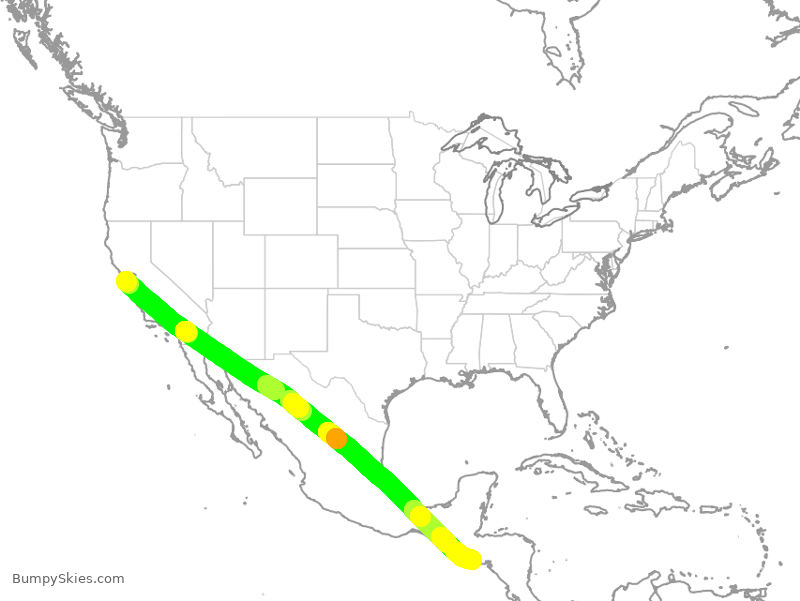 Turbulence forecast map for TAI563, SFO to SAL