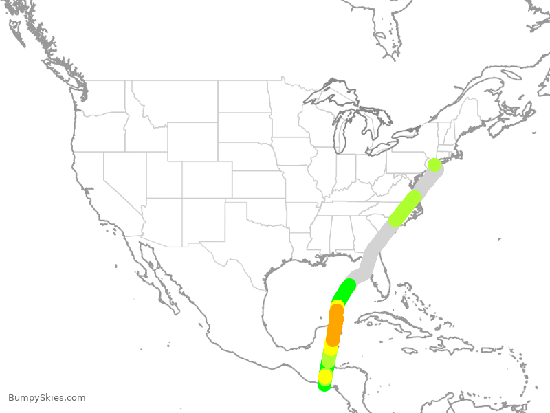 Turbulence forecast map for TAI567, JFK to SAL