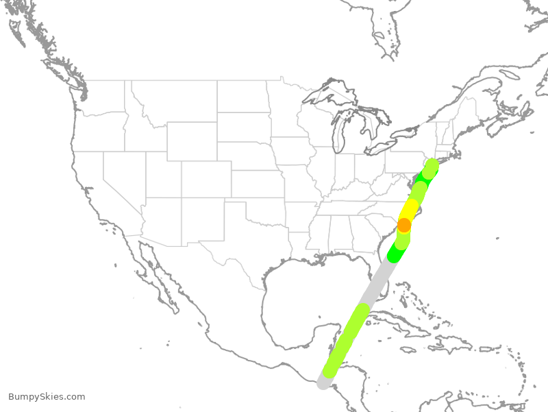 Turbulence forecast map for TAI568, SAL to JFK