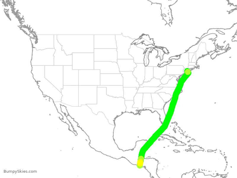 Turbulence forecast map for TAI571, JFK to SAL