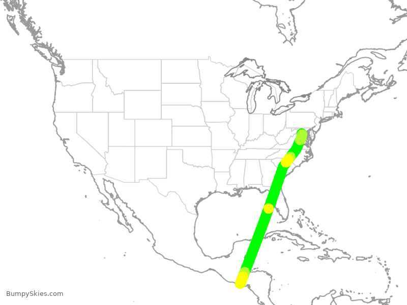 Turbulence forecast map for TAI584, SAL to IAD