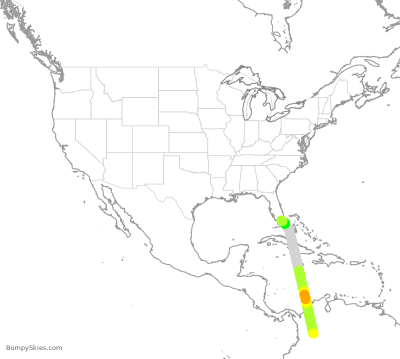 Turbulence forecast map for TAI9956, BOG to MIA