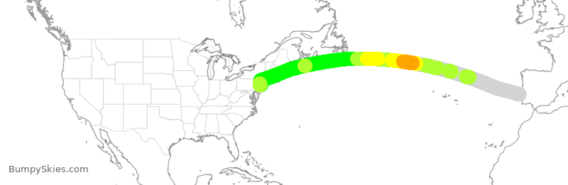 Turbulence forecast map for TAP201, LIS to EWR