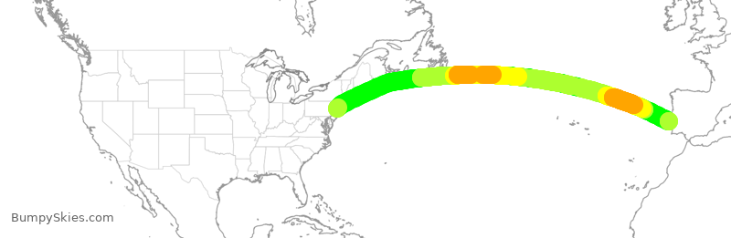 Turbulence forecast map for TAP202, EWR to LIS
