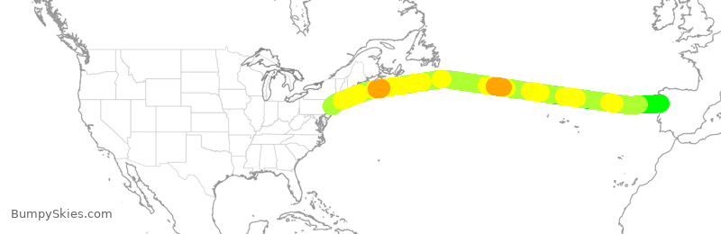 Turbulence forecast map for TAP212, EWR to PPR