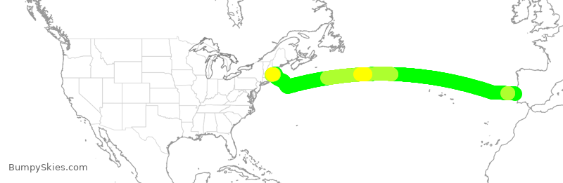 Turbulence forecast map for TAP215, LIS to BOS