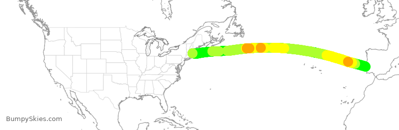Turbulence forecast map for TAP216, BOS to LIS