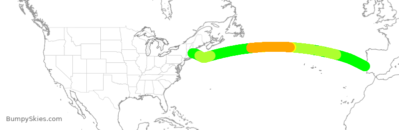 Turbulence forecast map for TAP218, BOS to LIS