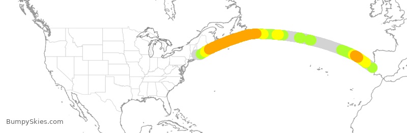 Turbulence forecast map for TAP2236, BOS to LIS