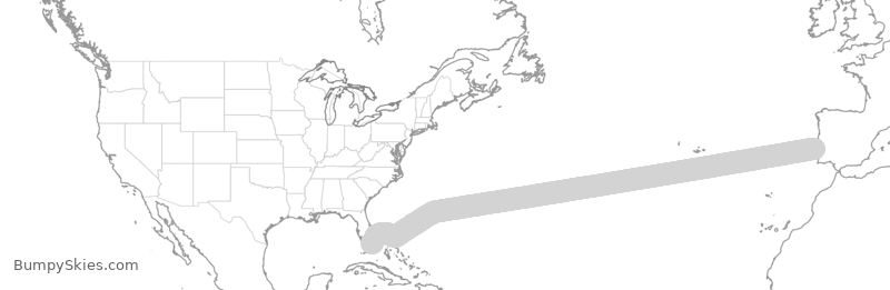 Turbulence forecast map for TAP225, LIS to MIA