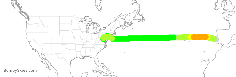 Turbulence forecast map for TAP231, LIS to IAD