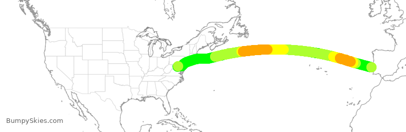 Turbulence forecast map for TAP232, IAD to LIS