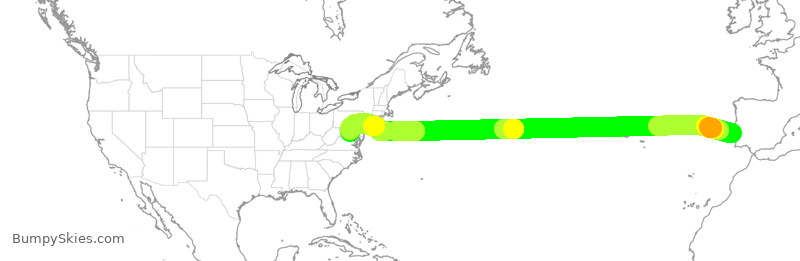 Turbulence forecast map for TAP233, LIS to IAD
