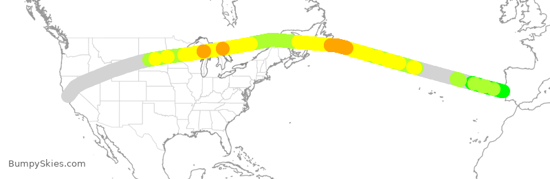 Turbulence forecast map for TAP236, SFO to PPT