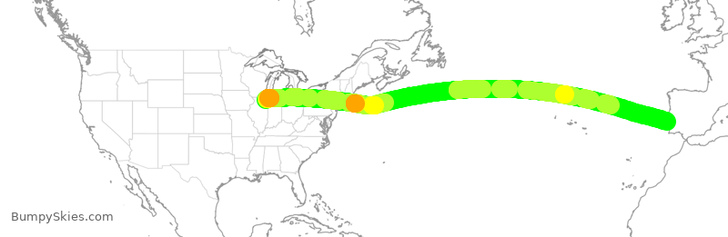 Turbulence forecast map for TAP244, ORD to LIS