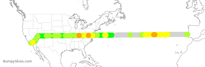 Turbulence forecast map for TAP247, LIS to LAX