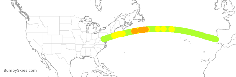 Turbulence forecast map for TAP2480, IAD to LIS
