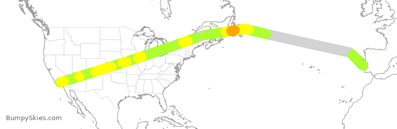 Turbulence forecast map for TAP248, LAX to PPT