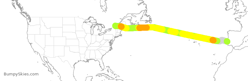 Turbulence forecast map for TAP254, YUL to LIS