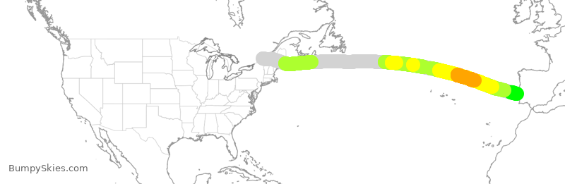 Turbulence forecast map for TAP25, YUL to LIS