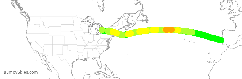 Turbulence forecast map for TAP261, LIS to YYZ