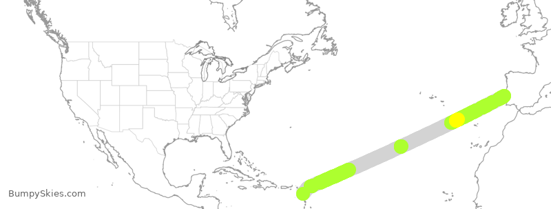Turbulence forecast map for TAP3185, PTP to LIS