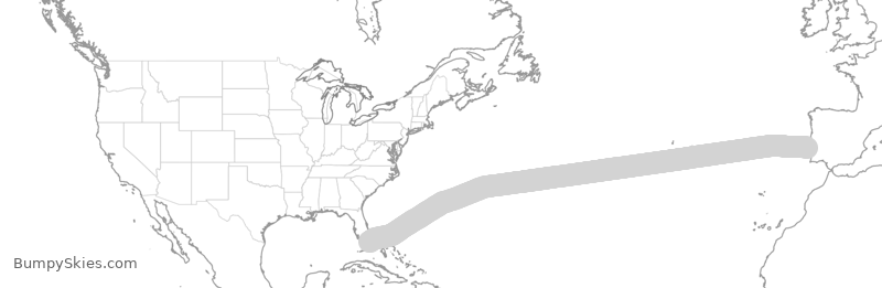 Turbulence forecast map for TAP3200, MIA to LIS