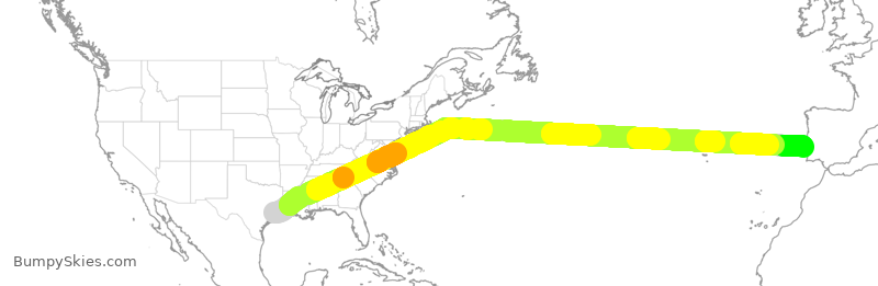 Turbulence forecast map for TAP9034, IAH to LIS