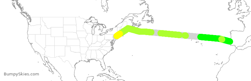Turbulence forecast map for TAP9253, EWR to LIS