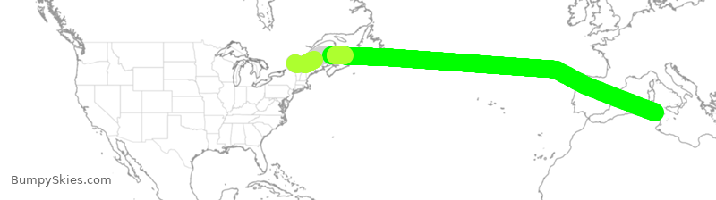Turbulence forecast map for TAR203, YUL to TUN