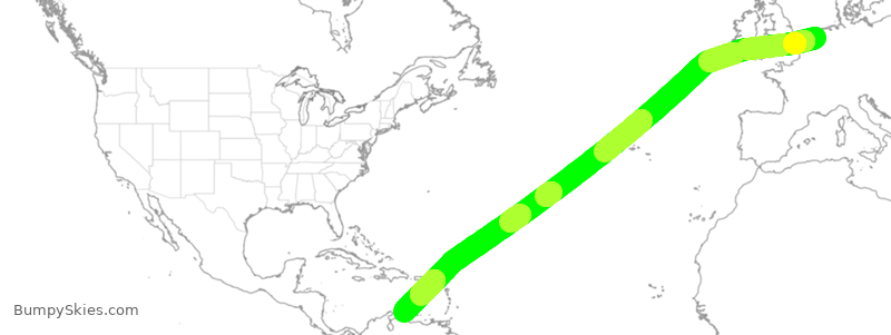 Turbulence forecast map for TFL365, AMS to CUR