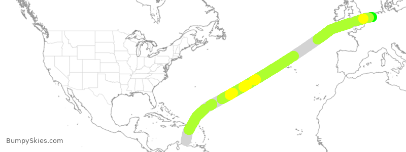 Turbulence forecast map for TFL365, BON to AMS