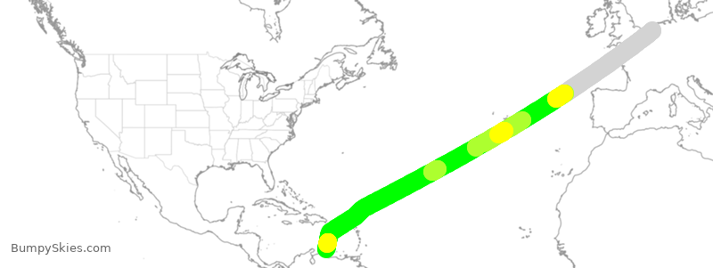 Turbulence forecast map for TFL391, AMS to BON