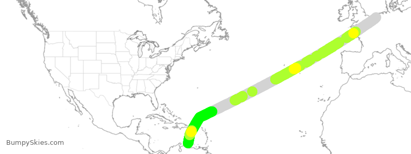 Turbulence forecast map for TFL393, AMS to BON