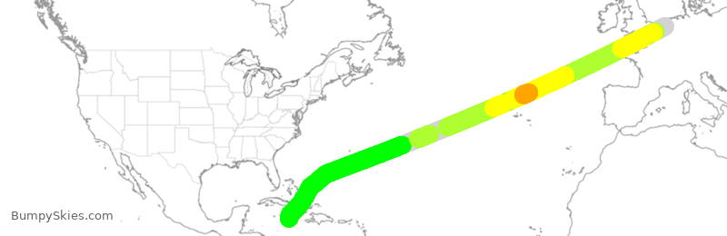 Turbulence forecast map for TFL511, HAM to KJS