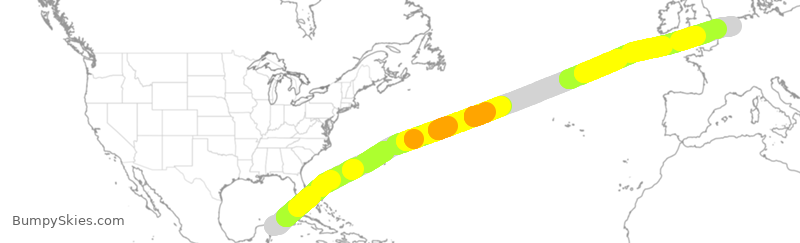 Turbulence forecast map for TFL511, CUN to AMS