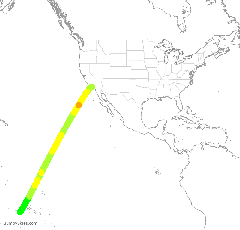 Turbulence forecast map for THT111, LAX to TAA