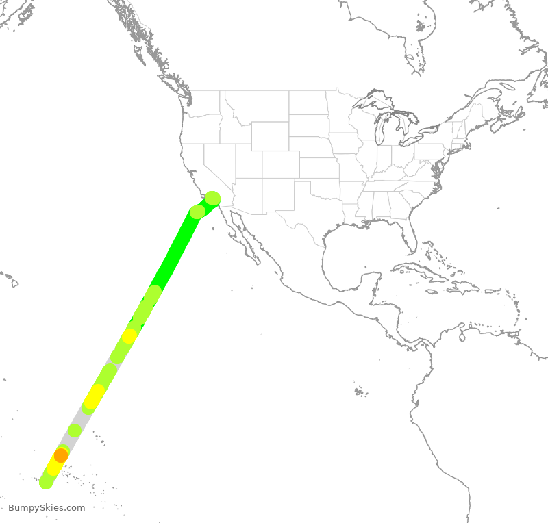 Turbulence forecast map for THT2, TAA to LAX
