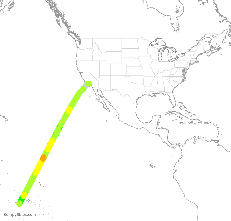 Turbulence forecast map for THT411, LAX to PPT