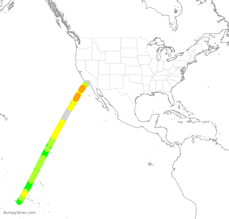 Turbulence forecast map for THT427, LAX to TAA