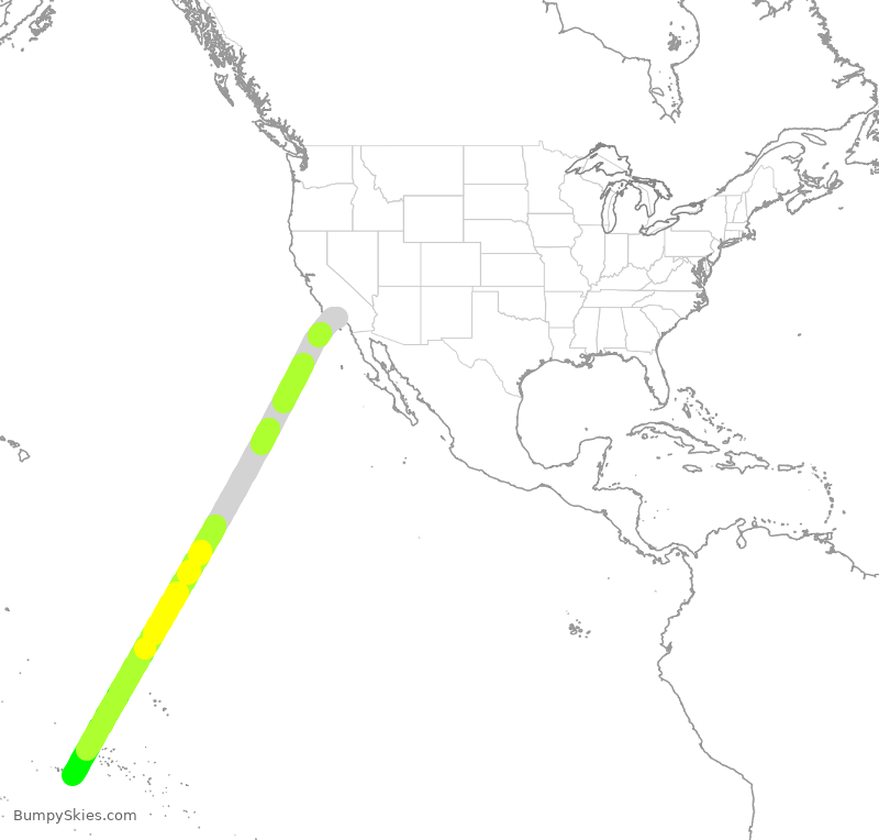 Turbulence forecast map for THT501, LAX to PPT