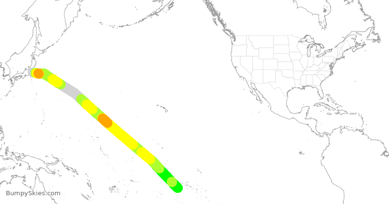 Turbulence forecast map for THT87, JAA to TAA