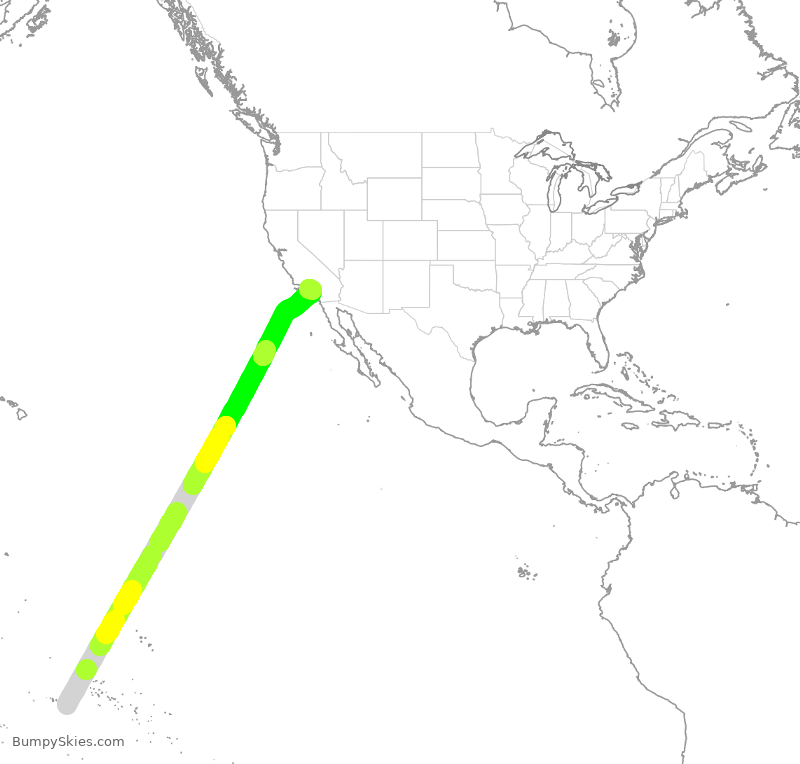 Turbulence forecast map for THT8, TAA to LAX