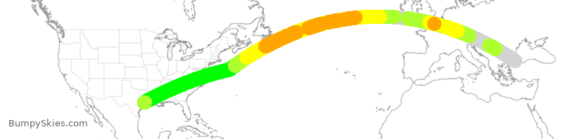 Turbulence forecast map for THY133, IST to IAH