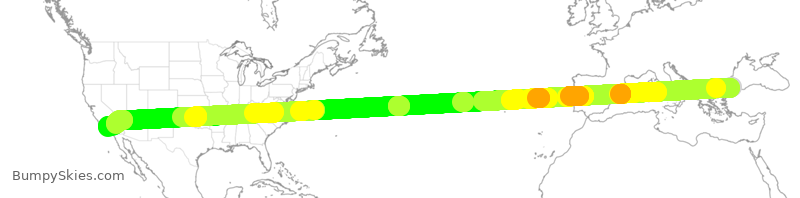 Turbulence forecast map for THY179, IST to LAX