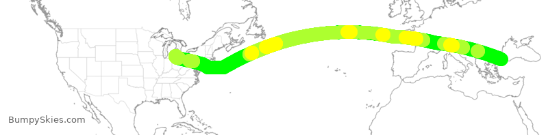 Turbulence forecast map for THY205, IST to DTW
